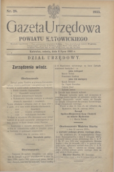 Gazeta Urzędowa Powiatu Katowickiego. 1933, nr 28 (8 lipca)