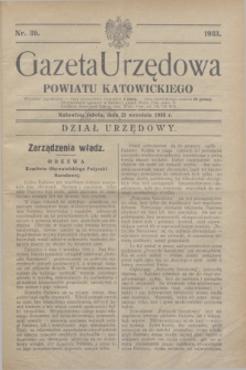 Gazeta Urzędowa Powiatu Katowickiego. 1933, nr 39 (23 września)
