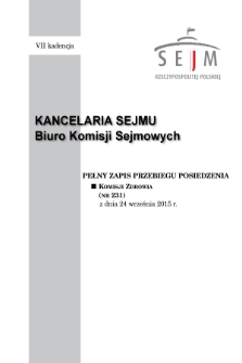 Pełny Zapis Przebiegu Posiedzenia Komisji Zdrowia (Nr 231) z dnia 24 września 2015 r.