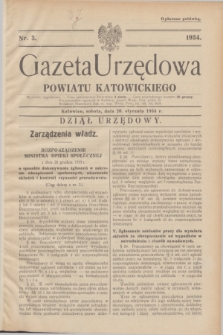 Gazeta Urzędowa Powiatu Katowickiego. 1934, nr 3 (20 stycznia)