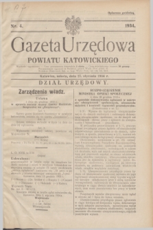 Gazeta Urzędowa Powiatu Katowickiego. 1934, nr 4 (27 stycznia)