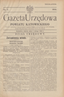 Gazeta Urzędowa Powiatu Katowickiego. 1934, nr 5 (3 lutego)