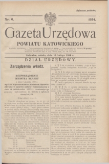 Gazeta Urzędowa Powiatu Katowickiego. 1934, nr 6 (10 lutego)