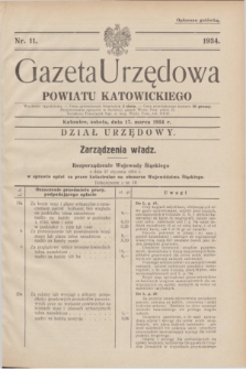 Gazeta Urzędowa Powiatu Katowickiego. 1934, nr 11 (17 marca)