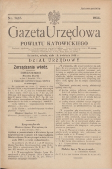 Gazeta Urzędowa Powiatu Katowickiego. 1934, nr 14/15 (14 kwietnia)