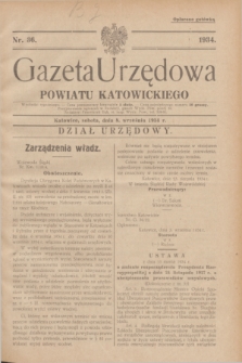 Gazeta Urzędowa Powiatu Katowickiego. 1934, nr 36 (8 września)