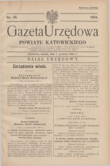 Gazeta Urzędowa Powiatu Katowickiego. 1934, nr 48 (1 grudnia)
