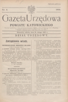 Gazeta Urzędowa Powiatu Katowickiego. 1935, nr 8 (23 lutego)