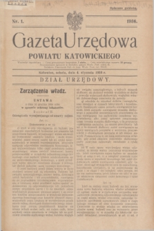 Gazeta Urzędowa Powiatu Katowickiego. 1936, nr 1 (4 stycznia)