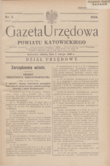 Gazeta Urzędowa Powiatu Katowickiego. 1936, nr 5 (1 lutego)