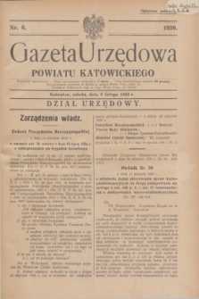 Gazeta Urzędowa Powiatu Katowickiego. 1936, nr 6 (8 lutego)