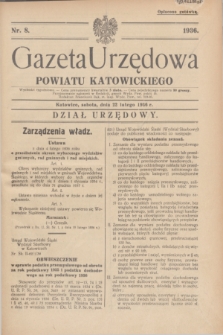 Gazeta Urzędowa Powiatu Katowickiego. 1936, nr 8 (22 lutego)