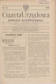 Gazeta Urzędowa Powiatu Katowickiego. 1936, nr 38 (19 września)