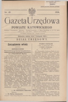 Gazeta Urzędowa Powiatu Katowickiego. 1936, nr 45 (7 listopada)