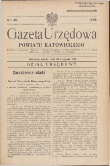 Gazeta Urzędowa Powiatu Katowickiego. 1936, nr 48 (28 listopada)