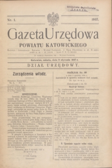 Gazeta Urzędowa Powiatu Katowickiego. 1937, nr 1 (9 stycznia)