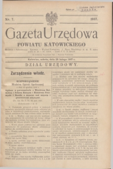 Gazeta Urzędowa Powiatu Katowickiego. 1937, nr 7 (20 lutego)