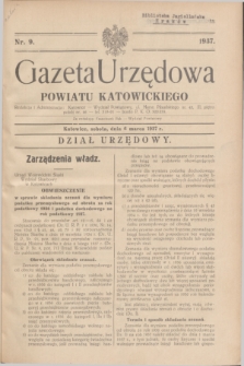 Gazeta Urzędowa Powiatu Katowickiego. 1937, nr 9 (6 marca)
