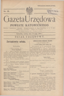 Gazeta Urzędowa Powiatu Katowickiego. 1937, nr 19 (15 maja)