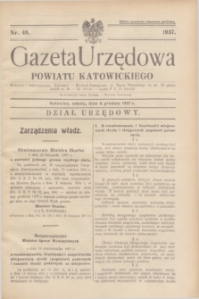 Gazeta Urzędowa Powiatu Katowickiego. 1937, nr 48 (4 grudnia)