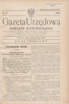 Gazeta Urzędowa Powiatu Katowickiego. 1938, nr 5 (5 lutego)