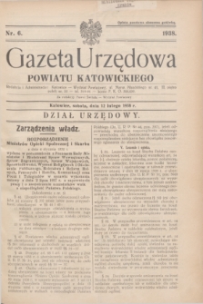 Gazeta Urzędowa Powiatu Katowickiego. 1938, nr 6 (12 lutego)