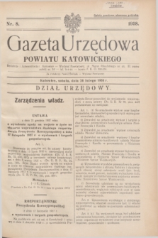 Gazeta Urzędowa Powiatu Katowickiego. 1938, nr 8 (26 lutego)