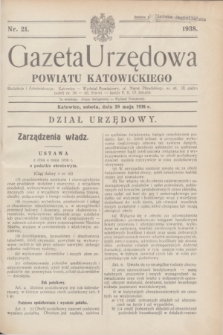 Gazeta Urzędowa Powiatu Katowickiego. 1938, nr 21 (28 maja)