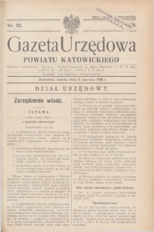 Gazeta Urzędowa Powiatu Katowickiego. 1938, nr 22 (4 czerwca)