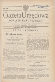 Gazeta Urzędowa Powiatu Katowickiego. 1938, nr 48 (3 grudnia)