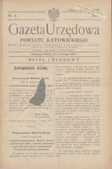 Gazeta Urzędowa Powiatu Katowickiego. 1939, nr 5 (4 lutego)