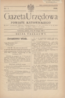 Gazeta Urzędowa Powiatu Katowickiego. 1939, nr 7 (18 lutego)
