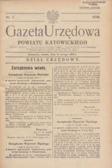 Gazeta Urzędowa Powiatu Katowickiego. 1936, nr 7 (15 lutego)