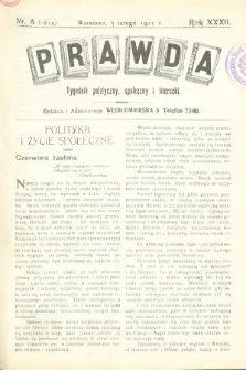 Prawda : tygodnik polityczny, społeczny i literacki. 1912, nr 5