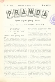 Prawda : tygodnik polityczny, społeczny i literacki. 1912, nr 12