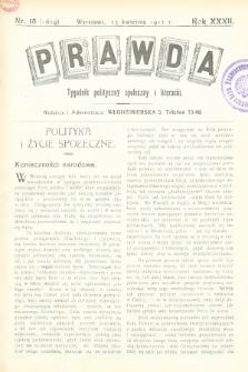 Prawda : tygodnik polityczny, społeczny i literacki. 1912, nr 15