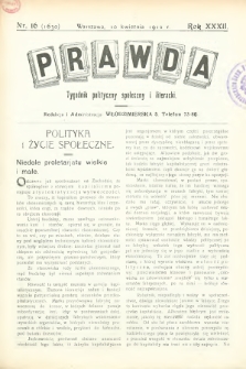 Prawda : tygodnik polityczny, społeczny i literacki. 1912, nr 16