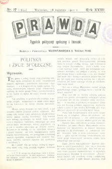 Prawda : tygodnik polityczny, społeczny i literacki. 1912, nr 17