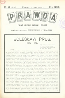 Prawda : tygodnik polityczny, społeczny i literacki. 1912, nr 21