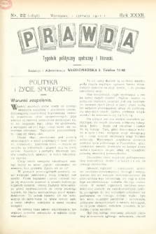 Prawda : tygodnik polityczny, społeczny i literacki. 1912, nr 22