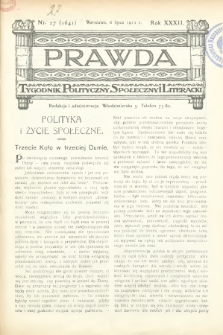 Prawda : tygodnik polityczny, społeczny i literacki. 1912, nr 27