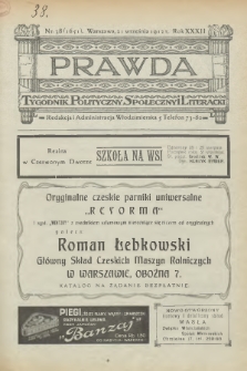 Prawda : tygodnik polityczny, społeczny i literacki. 1912, nr 38