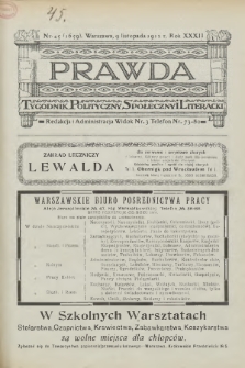 Prawda : tygodnik polityczny, społeczny i literacki. 1912, nr 45