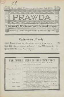 Prawda : tygodnik polityczny, społeczny i literacki. 1912, nr 49