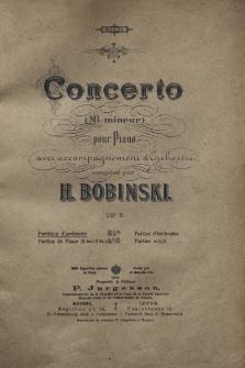 Concerto (mi-mineur) : pour piano avec accompagnement d'orchestre : op. 8