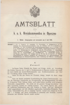 Amtsblatt des k. u. k. Kreiskommandos in Opoczno. 1915, Stück 1 (4 Juli)