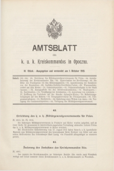 Amtsblatt des k. u. k. Kreiskommandos in Opoczno. 1915, Stück 4 (1 Oktober)