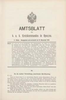 Amtsblatt des k. u. k. Kreiskommandos in Opoczno. 1915, Stück 5 (10 November)