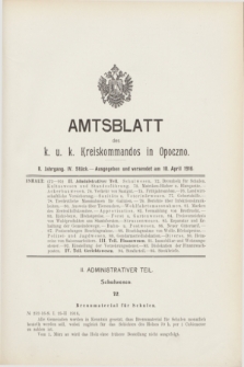 Amtsblatt des k. u. k. Kreiskommandos in Opoczno. Jg.2, Stück 4 (10 April 1916)