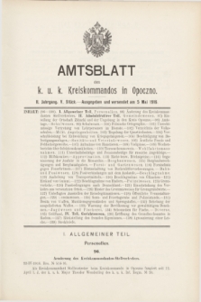 Amtsblatt des k. u. k. Kreiskommandos in Opoczno. Jg.2, Stück 5 (5 Mai 1916)